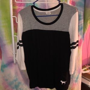 PINK black white and grey quarter sleeve shirt